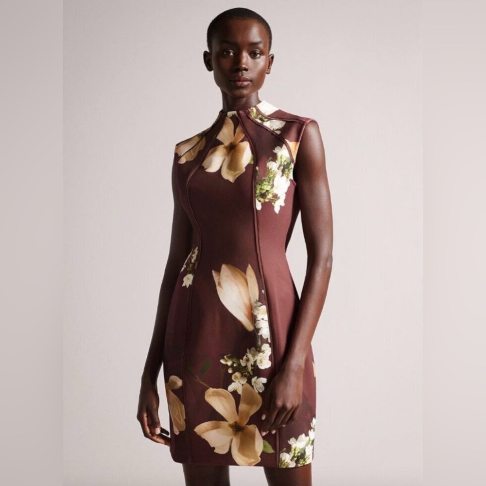 Ted Baker London Zassha Floral Sheath Dress Red Womens Size US 6